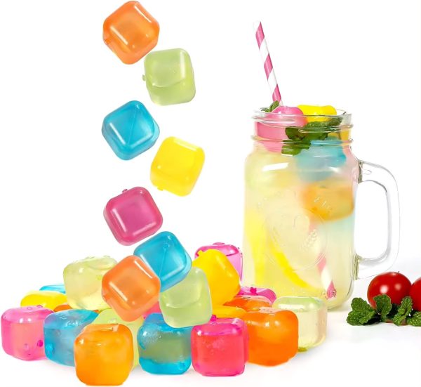 Reusable ice cube Pack Of 12 Pieces Square Reusable Ice Cubes | Filled With Pure Water (multi Random Color)
