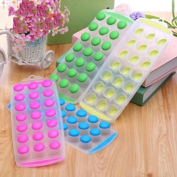 21 Grid Pop Up Ice Cube Tray With Lid Cover (random Color)