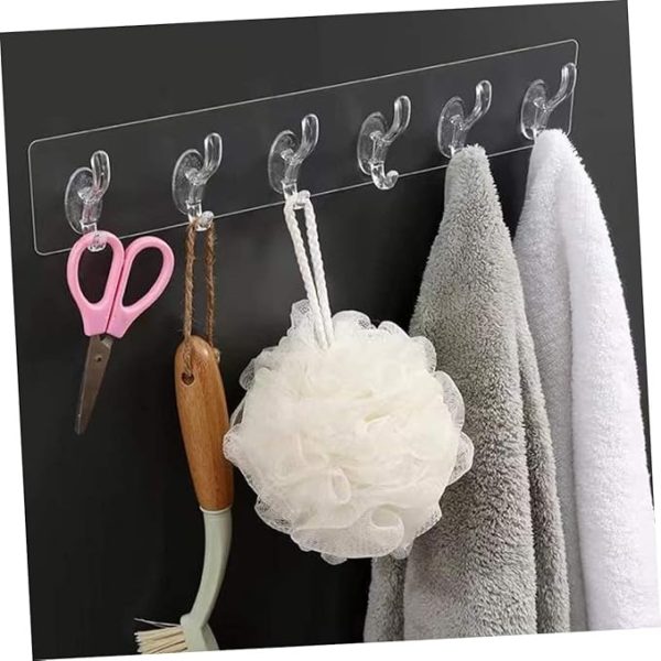 Set Of 05 Pcs Hooks Self Adhesive | Transparent Sticky Hook | Wall Hook Self Adhesive Clothes Coat | Door Hanger Towel Key Holder Bathroom Kitchen Storage Sticker Hook