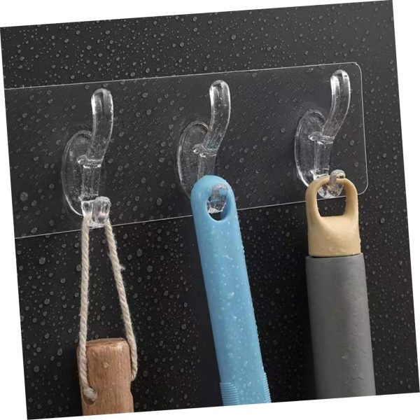 Set Of 05 Pcs Hooks Self Adhesive | Transparent Sticky Hook | Wall Hook Self Adhesive Clothes Coat | Door Hanger Towel Key Holder Bathroom Kitchen Storage Sticker Hook