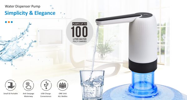 Automatic USB Rechargeable Water Dispenser Pump – One-Touch Portable Drinking Pump for Bottled Water