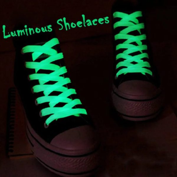 1 Pair Luminous Glow In The Dark Shoelaces For Boys Girls Fun Light Up Glow Strap Flash Shoe Laces (green Color)