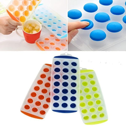 21 Grid Pop Up Ice Cube Tray With Lid Cover (random Color)