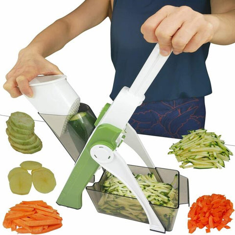 4 In 1 Vegetable Cutter Chopper Adjustable Multi-function Drum Cutter Vertical Vegetable Cutter Kitchen Shredder Grater Artifact (Random Colour)