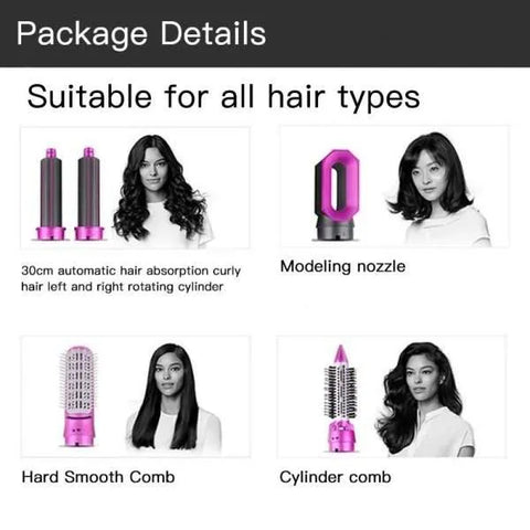 5 In 1 Quality Hairdryer Comb Hot Air Comb For Curling And Straightening Hair Automatic Straight Hair Comb And Hair Dryer