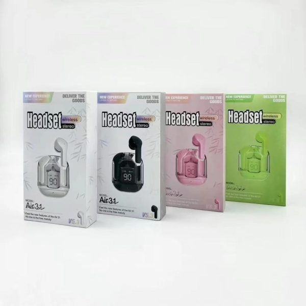 Air31 Earbuds Wireless Crystal Transparent Bluetooth 5.3 (Random Colors Buds Wireless Headset)