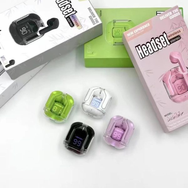 Air31 Earbuds Wireless Crystal Transparent Bluetooth 5.3 (Random Colors Buds Wireless Headset)