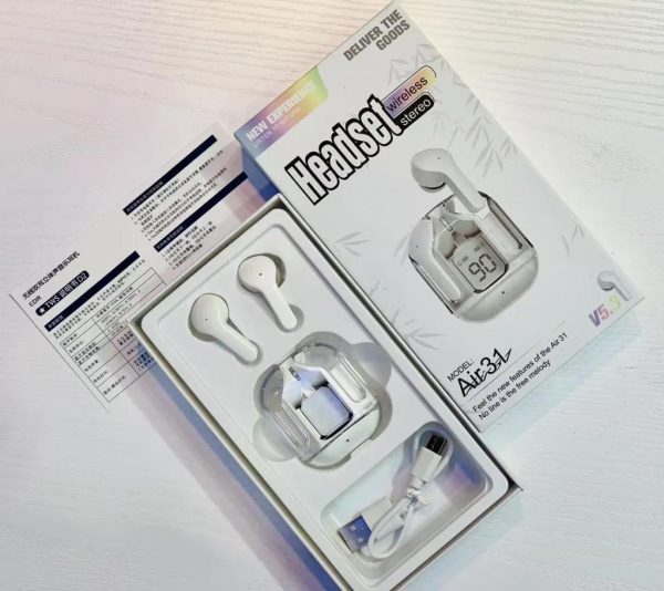 Air31 Earbuds Wireless Crystal Transparent Bluetooth 5.3 (Random Colors Buds Wireless Headset)