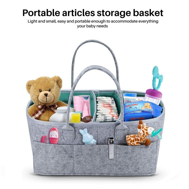 Baby Diaper Caddy Organizer – Portable Storage Basket – Essential Bag For Nursery, Changing Table And Car – Waterproof Liner Is Great For Storing Diapers, Bottles
