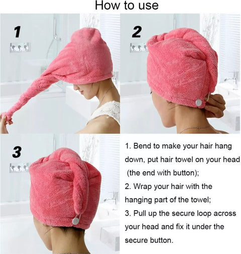 Dry Hair Cap Super Absorbent Quick-drying Shower Cap Solid Color Wipe Hair Towel (random colour)