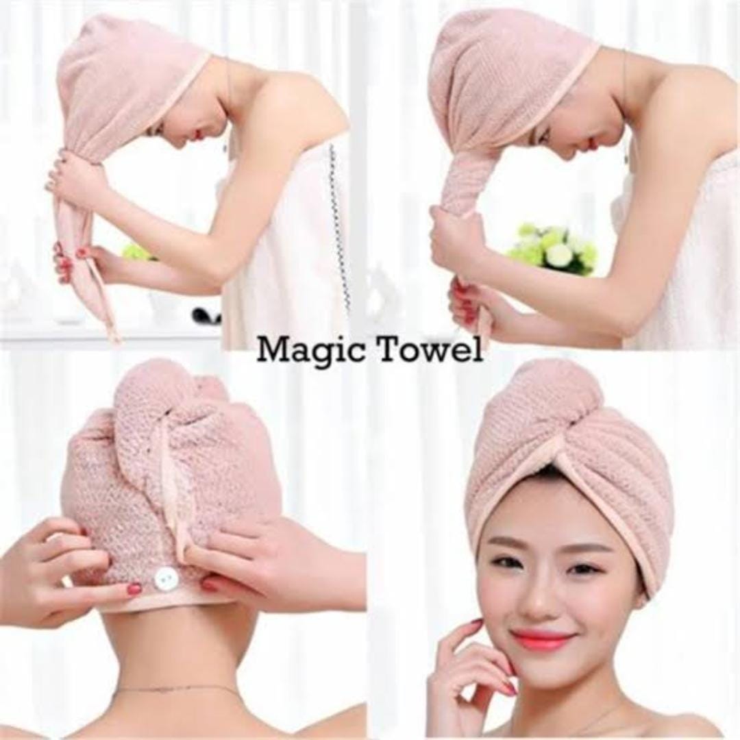 Dry Hair Cap Super Absorbent Quick-drying Shower Cap Solid Color Wipe Hair Towel (random colour)
