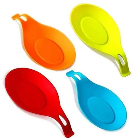 Flexible Silicone Heat Resistant Spoon Fork Mat Rest ( 1-piece random colour )