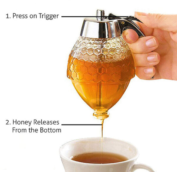 Honey Juice Syrup Dispenser Pot Jar For Kitchen Bee Drip Storage 200ML