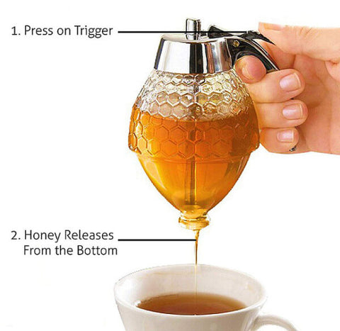 Honey Juice Syrup Dispenser Pot Jar For Kitchen Bee Drip Storage 200ML