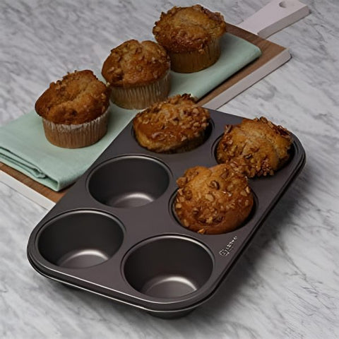 Non Stick Rectangle Mini Cupcake Baking Pan Tray Tin Cup 6 Holes - Black