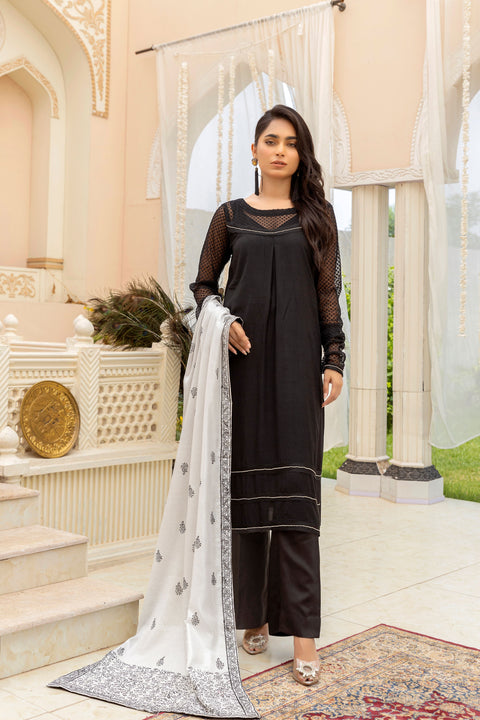 Black Silk Fabric 3pc Suit