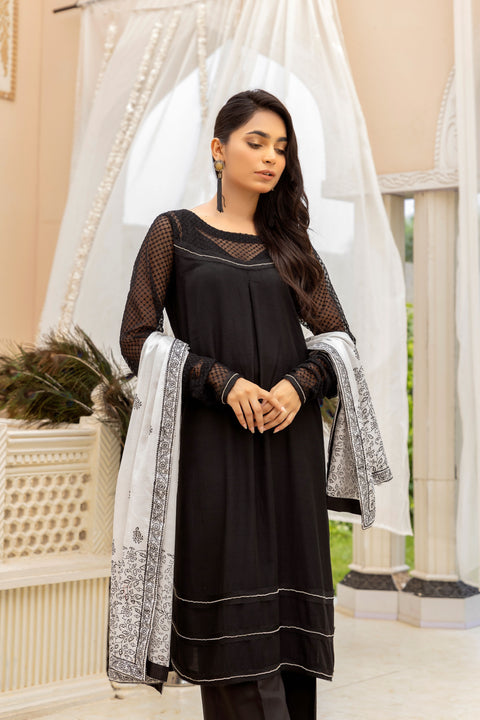 Black Silk Fabric 3pc Suit