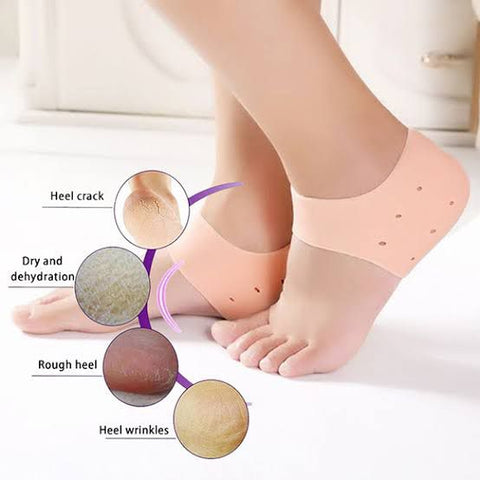 Silicone Anti-Crack Half Heel Socks Set