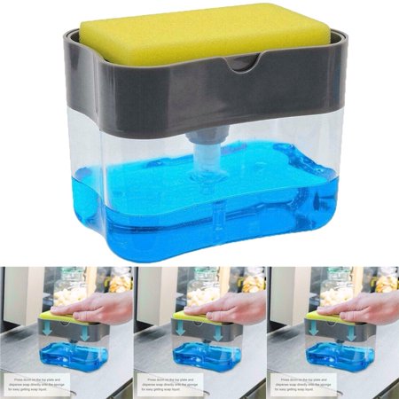 2-in-1 Multi-function Dish-washing Liquid Dispenser and Sponge Holder (Without sponge)   (Box Packing)