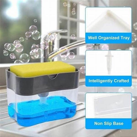 2-in-1 Multi-function Dish-washing Liquid Dispenser and Sponge Holder (Without sponge)   (Box Packing)