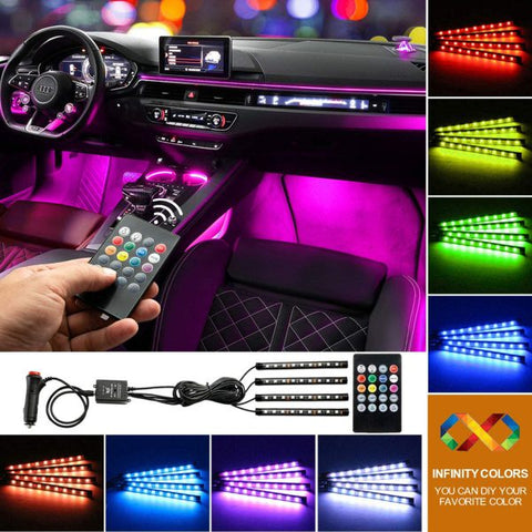 Car Atmosphere Light Remote Operated 4 pieces 36 LEDs