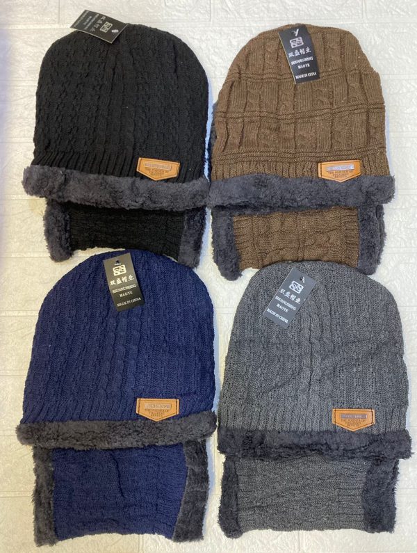 (Grey Color) New Stylish Cotton Beanie Full Set-(2 Piece) Cap + Neck Warmerhat & Warmertopi Hat Cap Neck Warmer Muffler Beanie Cap Neck Warmer