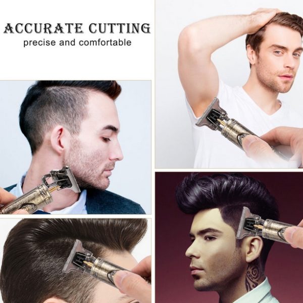 ( Metal Body ) Vintage T9 Hair Trimmer Cordless Professional Hair Clippers Electric Trimmers For Men (random Design)