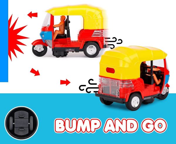 Musical Electric Tricycle Rickshaw Toy For Kids – Battery Operated With Front & Rear Lights, Music, Durable Plastic Build, (multi-color)