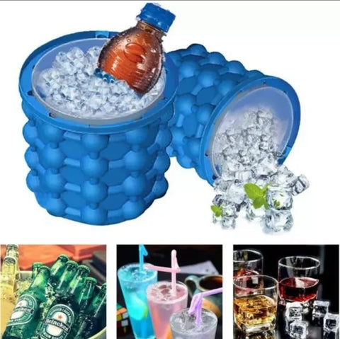 New Magic Ice Cube Maker Genie Silicone – Ice Bucket The Revolutionary Space Saving Ice Cube Maker