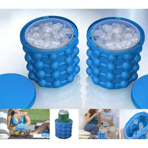 New Magic Ice Cube Maker Genie Silicone – Ice Bucket The Revolutionary Space Saving Ice Cube Maker