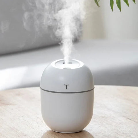 Air Humidifier Usb Small mini Portable Cool Mist Diff-user For Bedroom Office Desk Car Travel Aroma Atomizer ( 220 Ml ) Random colour