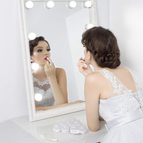 Vanity Mirror Lights - USB Vanity Lights Makeup Lighting 10 Dimmable Light Bulbs - Hollywood Style LED Vanity Mirror Lights Kit for Makeup - Table Bathroom Dressing Room