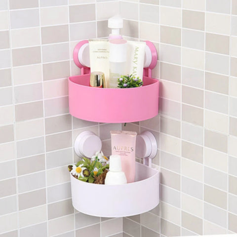 Wall Mount Triangle Shape Unbreakable Plastic Corner Shelf Basket Shower Caddy Rack Storage Shelves Shampoo Holder for Bathroom Kitchen(Random Color) - Each