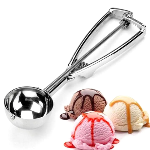 Kitchen Tool: Stainless Steel Ice Cream Scoop with Spring Handle