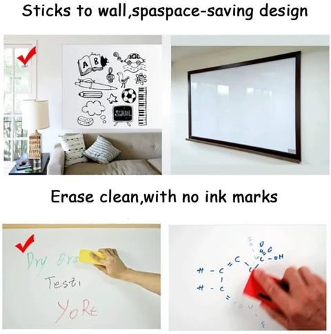 Artisan - Dry Erase Whiteboard Sticker Vinyl Sticker, Self-adhesive & reusable White Board Peel Stick for School,Office,Home,Kids Drawing with 2 erasable markers