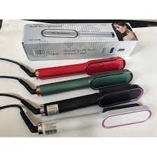 HQT-909B Hair Straightener Ceramic Heated Hair Brush | brush straightener | Ceramic Heated Hair | Hair styling | Hair Beauty Tool | Straight , curl different styling hair Ceramic Brush (random color )