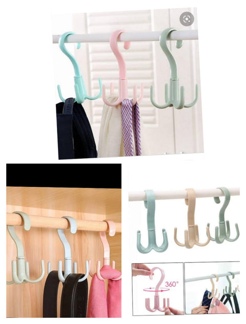 1/4Pcs Rotatable Hook Wardrobe Bag Rack Organizer Holder for Closet Scarf Belt Shoes Hanging Storage Hooks (1-piece)