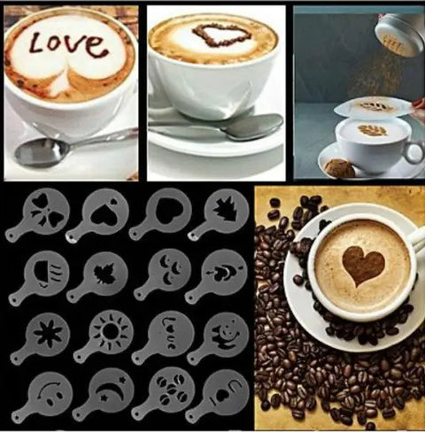 Silicone Coffee Art Stencil (Pack Of 16)